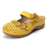 Burst Summer Cave Shoes Women Retro Comfortable Slope With Slippers Round Head Soft Leisure Flowers Women Cool
