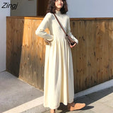 Knitted Dress Women Office Lady Elegant Party Dress Long Sleeve Fairy One-Piece Dress Korean Fall Clothes for Women