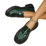 Thick-Bottomed Coarse Heel Leuk-F Wind Small Leather Shoes Spring And Autumn New Retro One-Legged Single