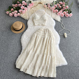 Zingj Reduction Suit Female Summer Outfit 2023 New Sling Jacket Short Style Versatile Big Swing Skirt Sweet Two Sets Of