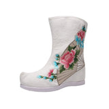 Zingj Boots Six Centimeters High Heel Ankle Boots Spring And Autumn Cloth Boots Women's Ankle Boots Embroidered Shoes Cloth Shoes Hanfu