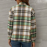 Fleece Jacket Women Plaid Coat Fall Warm Checkered Outerwear Fall Female Long Sleeve Tops Shirt Women Fashion Jacket