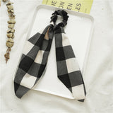 Bow Long Ribbon Hair Scrunchie Chiffon Floral Print Sweet Elastic Hair Band Ponytail Hair Scarf Hair Tie Hair