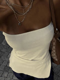 White Split Asymmetric Bandeau Top-Outfit