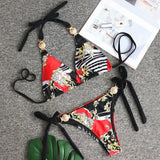 Zingj New Print Straps Women's Split Swimsuit Sexy Metal Accessories Bikini