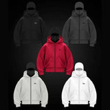 Trendy Double Hat Boomer Design Hooded Zipper Open-Shirt Couple Windproof Street