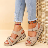 2025 Large-Size Casual Fish Mouth Sandals Roman Wind Sandals Women Wear Magic Sticky Slopes And Sports