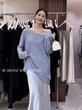 Xixi 2025 Summer Sunscreen Loose Long-Sleeved Hollow Knitted Shirt Oversize Sweater