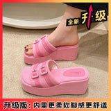 Slope And Slippers Women Wear 2025 New Thick-Soled Leisure Beach Women's Shoes Buckle Cool Drag