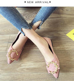 Red Fashion Light Mouth Single Shoes Women's 2025 Spring Flat-Bottomed Metal Beans Soft Sole Lazy One-Legged Pedal Women's