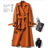 Zingj Women In The Long 2024 Spring And Autumn New Korean Version Of Large Size Small Popular British Wind Coat Over The Knee