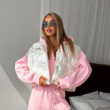 Cotton Hooded Jacket Women's Autumn And Winter Warm Version Of The Handsome Broad Sleeveless Hooded