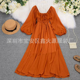 Zingj Beach Dress Super Fairy Dress Beach Vacation One Word Shoulder-Of-The-Shoulder Dress Temperament Big Swing Long