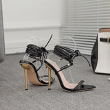 Pointed Cross Strap High Heel Sandals Women Plating High Heel Ring Strap Fashion