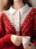 And Winter New Design Heavy Industry Hook Flower Wearing Alpaca Thick Sweater Senior Sense Loose Knit Shirt