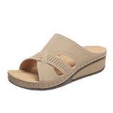 Cool Slippers Women's Slope And Fish Mouth Thick Soles Of The Large Code 35-43 Shoes Hollow Thick-Soled Sandals High