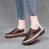 Retro Single Shoes Women's Water Wash Leather Kraft Soft Soles Of Pure Leather Casual Women's Shoes Spring And Autumn New Handmade Four-Season