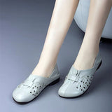 Women 2025 Spring And Autumn New Retro Soft Base Shallow Flat Bottom Anti-Slip Middle-Grade Mother Large Leather