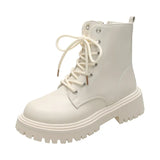 Boots Women's Autumn And Winter New Explosion Vintage Vintage White Short Boots Thick English Fan