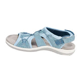 New Roman Slope Heel Sandals Round Head Magic Stick Retro Large-Size Beach Solid Sandals