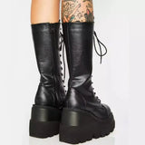 Winter New With Thick Bottom Slope And Long Boots Female Burst Knight