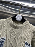 Version Of The Loose Lazy Sweater 2025 Autumn And Winter New Round-Neck Long-Sleeved Cowboy Splicing Design Feel Meat