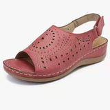 Summer New Large-Size Slope Hedley Sandals Women Hollow Flat Heel Buckle With Retro Hole