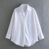 2025 New Women's Long Sleeve Lapel Loose Striped Silk Shirt