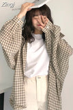Women Spring Long Sleeve Plaid Loose 2XL Students All-match Street Wear Korean Style Leisure Blouses Womens Tops Chic