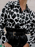 Up Shirt Women Vintage Blouse Female Lapel Fashion Print Shirt Ladies Casual Loose Long Sleeve Shirt Spring Chemise