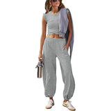 Summer New Solid Fashion Suit Short-Sleeved Top Casual Sports Two Sets Of