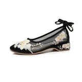Zingj Shoe Net Shoe Sandals Bag Root Embroidered Cloth Shoes Low Heel Women's Shoes 2023 New National Wind New