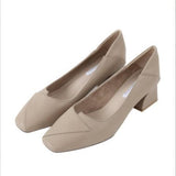 And Autumn Thick Heel Single Shoes Women's Small Leather Shoes Heel High Heels French Workplace Square Head Grandmother Shoes Korean
