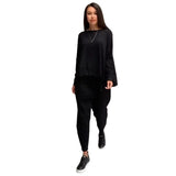 2025 New Women's Solid Color Round-Neck Long-Sleeved Set Pocket Casual Pants
