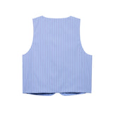 Women's Explosive Vertical Striped Waistcoat + Straight Trousers