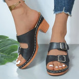 Large-Size Velo Heel Sandals Women's Belt Buckle Bottom Large-Size Beach Cool