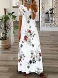 Women's Dress 2025 New Dress Fashion Temperament Print Lace Short-Sleeved Long