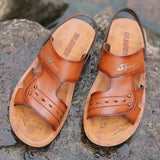 Zingj Summer Sandals Fashion Cowhide Beach Shoes Casual Fashion Plus Size Men's Shoes 46