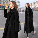 Coat Women's Long 2025 Autumn And Winter 2025 New Heben Popular Loose Over Knee Gray Thick