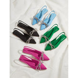 Zingj Diamond Bow Dew With Muller Pointed Flat Heel Women's Single Shoes-Outfit