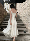 Zingj Elegant Ruffles White Midi Dresses 2023 Summer New Evening Party Women Clothes Fashion Sundress Birthday Ladies Dresses 211-1-Outfit