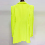 New Fashion Personality Thrombic Shoulders Double Buckle Long Blazer