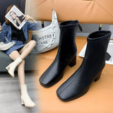 2025 New Thick And High-Heeling Single-Sley Female British Wind Side Behind The Zipper Black Simple 44 Size Short