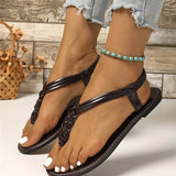 New Women's Flat-Bottomed Large-Size Woven Women's Sandals Fashion Roman Shoes Style