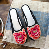 Zingj Summer New Embroidery Flowers Flat Bottom Fat Feet Wide Feet Embroidered Cloth Shoes Wear Female Cloth