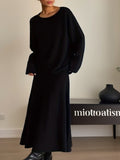 Elegant Knitted Suit Women's Shoulder Sweater Tops In Autumn And Winter
