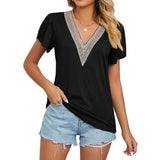 Elegant Hollow Out Blouse Fashion Summer Women Petal Short Sleeve Tops Women's Shirts 2023 Ladies Blouse Clothes