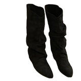 Heightening Apricot-Coled Velvet Pile Of Mid-Cvalry Knight Boots Women's Shoes 2025 Spring And Autumn Winter Pointed Retro Long-Singer Long