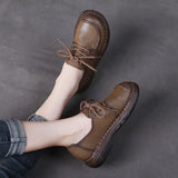 Leather Soft Soles Casual Small Leather Shoes Autumn New Comfortable With Cow Leather Single Shoes Retro Women's Shoes Thick