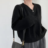 V-Neck Pullover Dark Academia SweaterOutfit